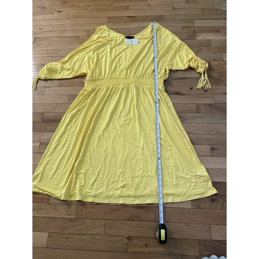 Lane Bryant Yellow Cold Shoulder Elastic Waist‎ Dress Womens 18/20 NWT - Picture 3 of 5